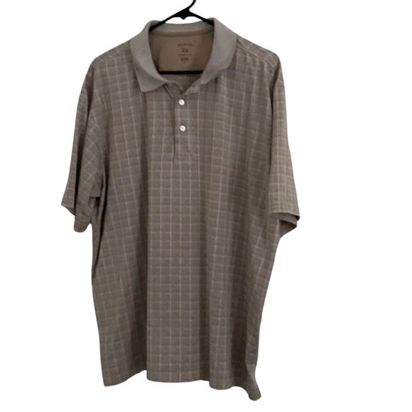 George Polo Men's Tan/White Patterned Collared Short Sleeve Shirt size XL - Picture 1 of 3